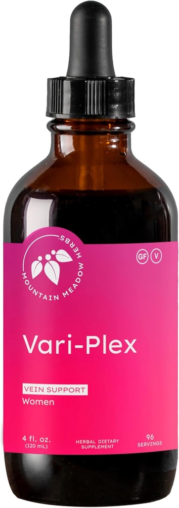 Sierra Meadow Herbs Vari-Plex - Natural Veinte Soporte para Mujeres, promueve la circulación saludable, Capillary & Vein Health, Fast-Acting Liquid Herbal Extract 4oz