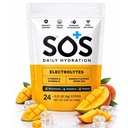 SOS Hydration Electrolyte Powder Drink Mix ← 24 Servings ← Vitaminas Esenciales Bajo Sugar Keto-Friendly ← Mango