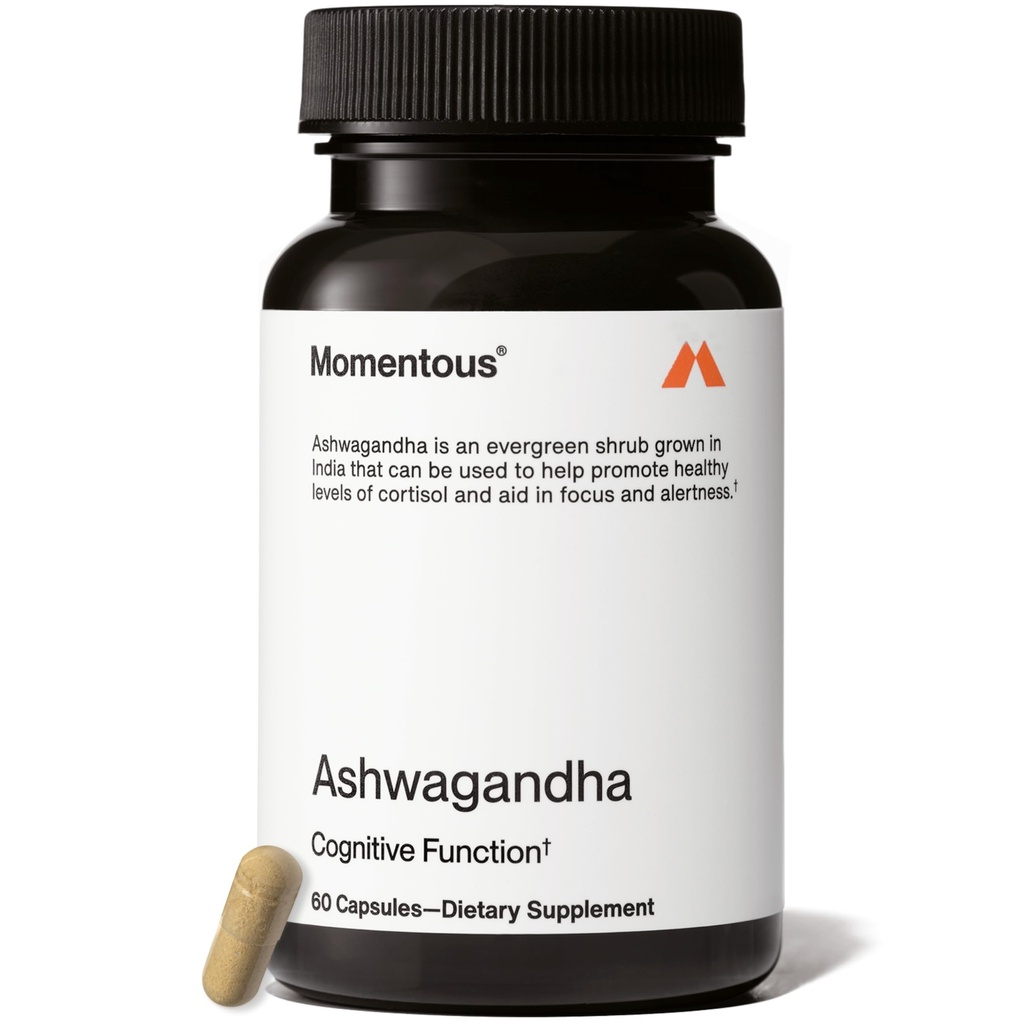 Momentous Ashwagandha Suplemento - 300 mg NooGandha Ashwagandha Extracto - Cognitive Performance, Alertness, & Focus Support - NSF Certified for Sport - Vegan - GMO- &amp; Gluten-Free - 60 Servings