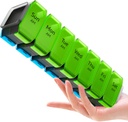Organizador extra grande de píldoras 2 veces al día – XL Pill Box 7 Día con grandes compartamentos AM/PM – Contiene grandes vitaminas, suplementos y gomas, para uso de 7 o 14 días, coloreado, de alta definición, sin especias