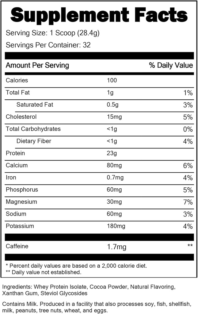 Porciones Master CFM Whey Isolate Protein Powder, 2 LB, 23g Low Carb, Low Fat, Cold-Processed, Fast Absorbing, Muscle Growth & Recovery Support (Chocolate Brownie)