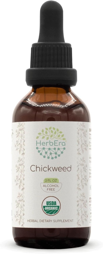 Chickweed B60 USDA Organic Tincture ← Extracto libre de alcohol, gotas herbales de alta potencia  Certified Organic Chickweed (Stellaria Media) Dried Herb (2 oz)