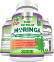 FRESH HEALTHCARE Moringa Oleifera 180 Capsules – 100% Pure Leaf Powder - 3 Month Supply - Non GMO and Gluten Free - Suplemento Superfood Verde Completo - Energía, Metabolismo y Apoyo Inmunitario