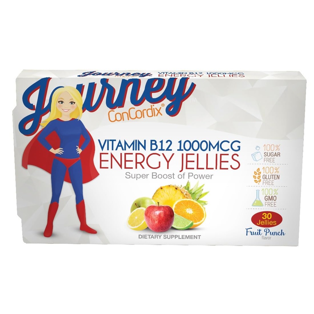 Bariatric Eating Journey 1000 mcg Vitamina B12 Energía libre de azúcar Jellies Fruit Punch (30 conteo)