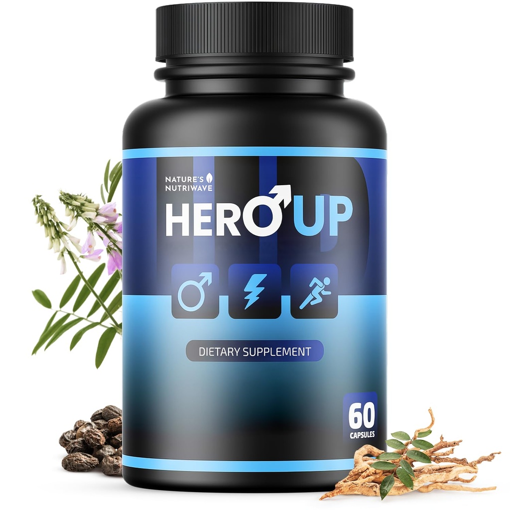 HeroUP - Natural Wellness Supplement with Plant-Based Ingredients – Non-GMO, Stimulant-Free TEN Made in The USA, GMP-Certified ← 60 Capsules, 1 Mes Suppy