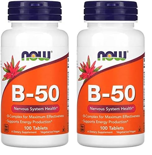 AHORA Suplementos, vitamina B-50 mg, producción de energía*, salud del sistema nervioso*, 100 tabletas (Pack of 2)