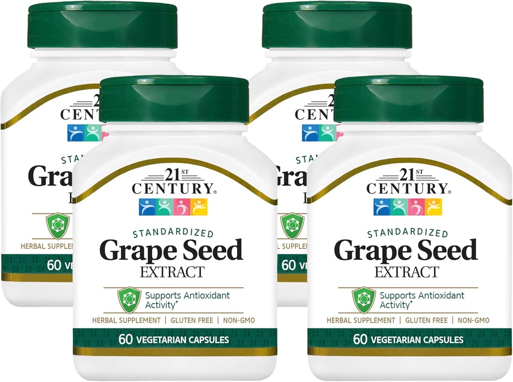 21st Century Grape Seed Extract Veg Capsules, 60 Conde (21378) (Pack of 4)