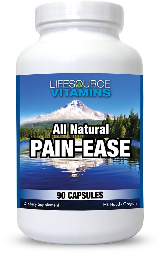 LifeSource Vitamins All Natural Pain Ease – 20 hierbas y enzimas sinérgicas que naturalmente &amp; con seguridad: dolores de cabeza &amp; migrañas - rodillas – hombros – articulaciones – dolor de pierna – tensión