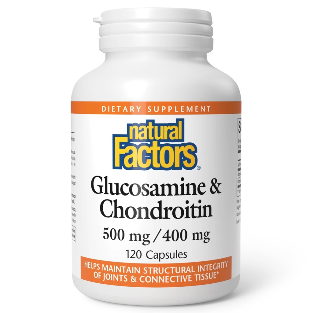 Factores naturales, Glucosamina " Condroitina, soporta articulaciones saludables y tejido conectivo, 120 cápsulas