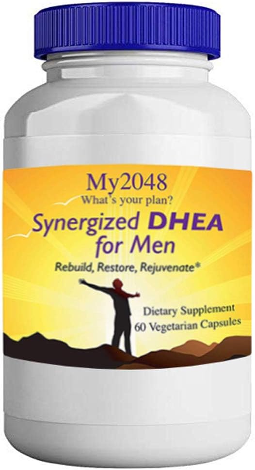 DHEA para Hombres - My2048 Sinergizado en cápsulas vegetarianas, 60 Cuenta, Balance hormonal, Incluye 25 mg DHEA, 50 mg Ácido alfa-Lipoico, y 50 mg DIM Diindolylmetano