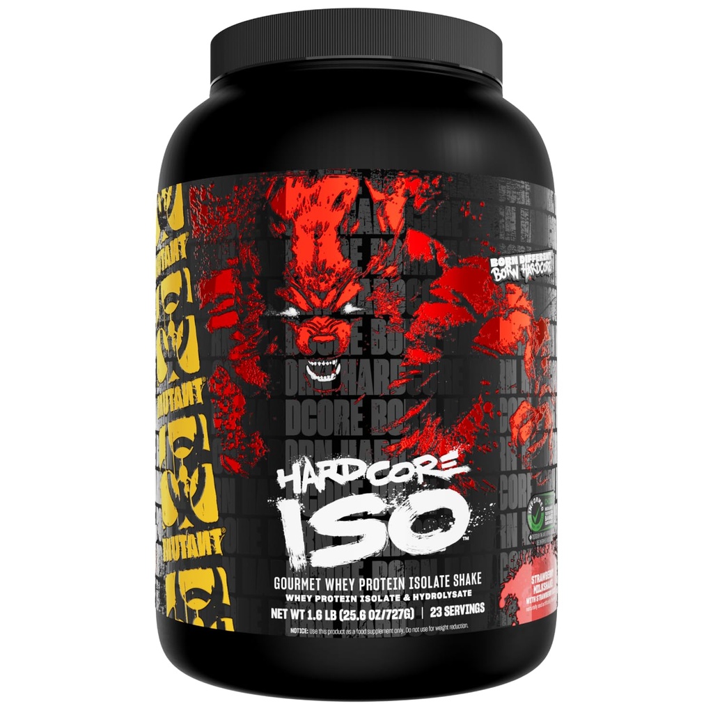 Mutant ISO Surge Whey Protein Isolate Powder Actos rápidos para ayudar a recuperar, construir músculo, a granel y fuerza, 1,6 lb - Fresa Milkshake