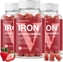 Las Gummies de Hierro Suplementos para Mujeres Niños - Multivitamínico con Hierro para Sangre Saludable, Gran Tasting Vitaminas Gummy con Vitamina C para Max Absorción - Fresa (3 Packs)