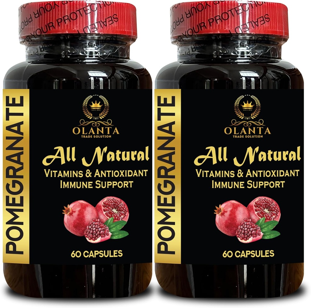 Extracto de granada - Pomegranate Extract Polyphenols Suplemento, Booster Natural Immune, Superfood & Antioxidants, Pomegranate Natural Pills, Suplemento Anti-Aging - 2 Botellas 120 Capsules