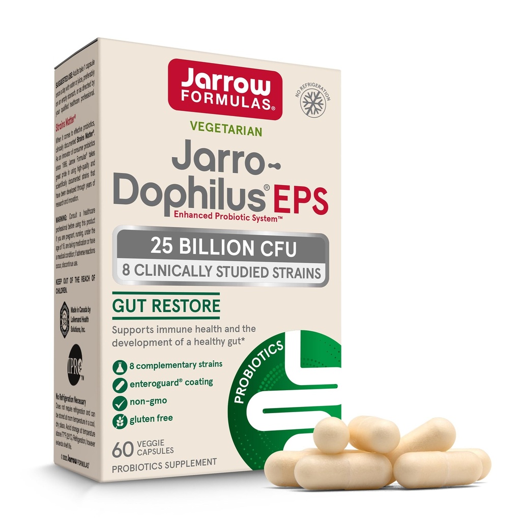 Jarrow Fórmulas Jarro-Dophilus EPS Potency Superior - 25 Billion Organisms Por Serving - 60 Veggie Caps - Multi-Strain Probiotic - Intestinal &amp; Immune Health - 60 Servings