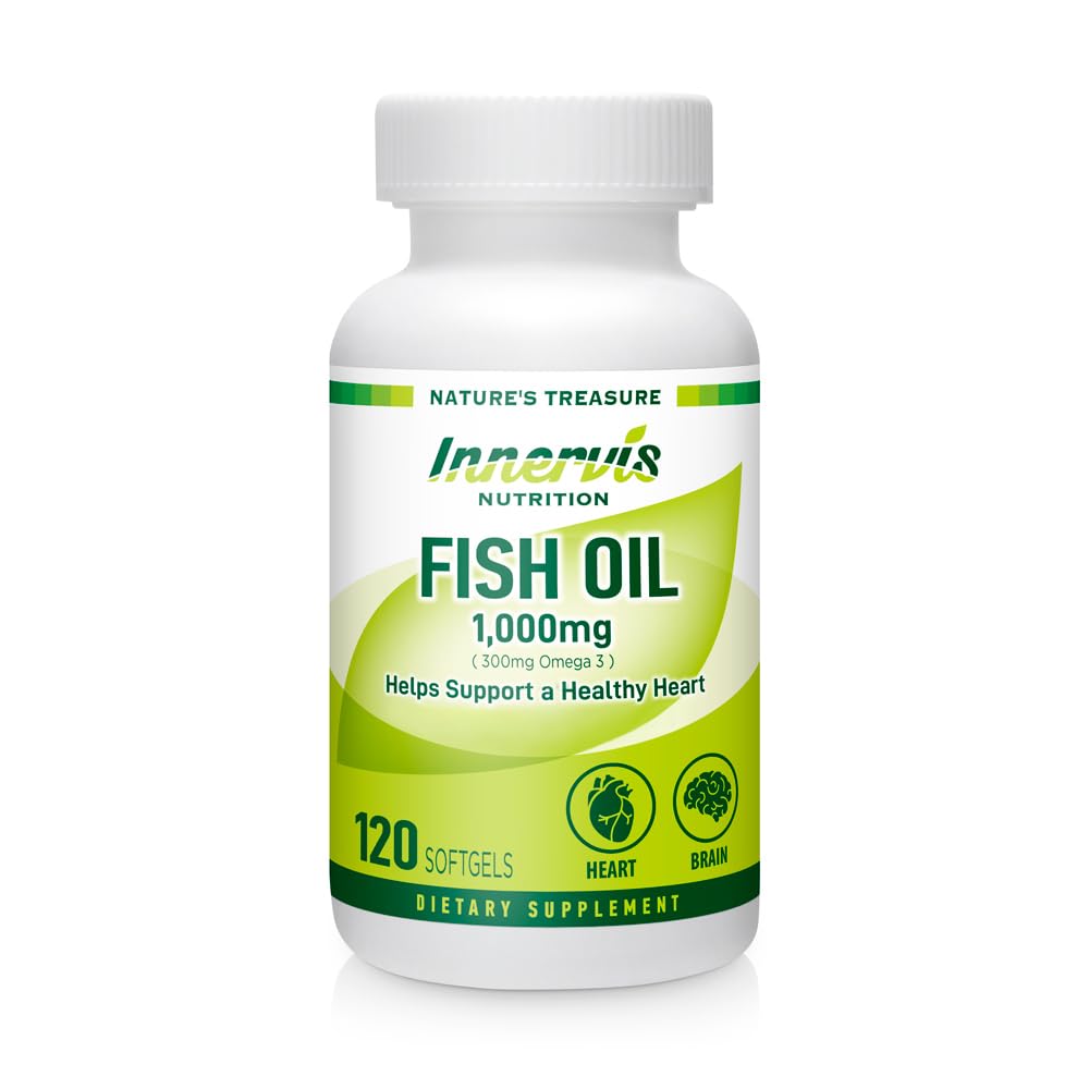 Fish Oil 1000mg – Heart, Brain &amp; Eye Support with Omega-3 EPA & DHA, 120 Softgels, Non-GMO ← Innervis Nutrition