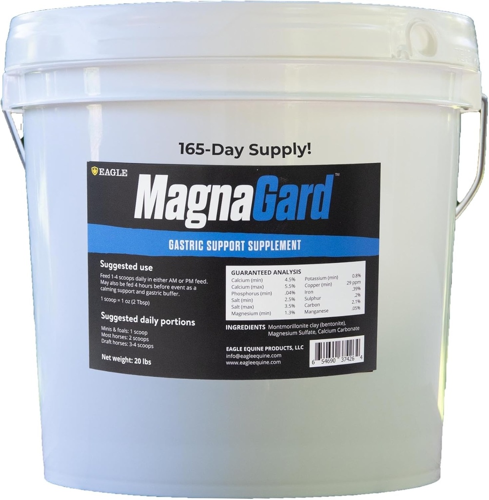 Suplemento de soporte gástrico para Caballos Silenciosos Alivios Ulcers, Suplemento de calma, Magnesio &amp; Otros Minerales Vitales Silencio Powder, 20lb Bucket, 5-Month Supply ← por Eagle Equine