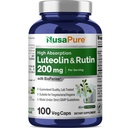 NusaPure Complejo de Luteolina con Rutina 200 mg Silencio 100 cápsulas Silencio Vegetariano, Fórmula Flavonoide Vegan