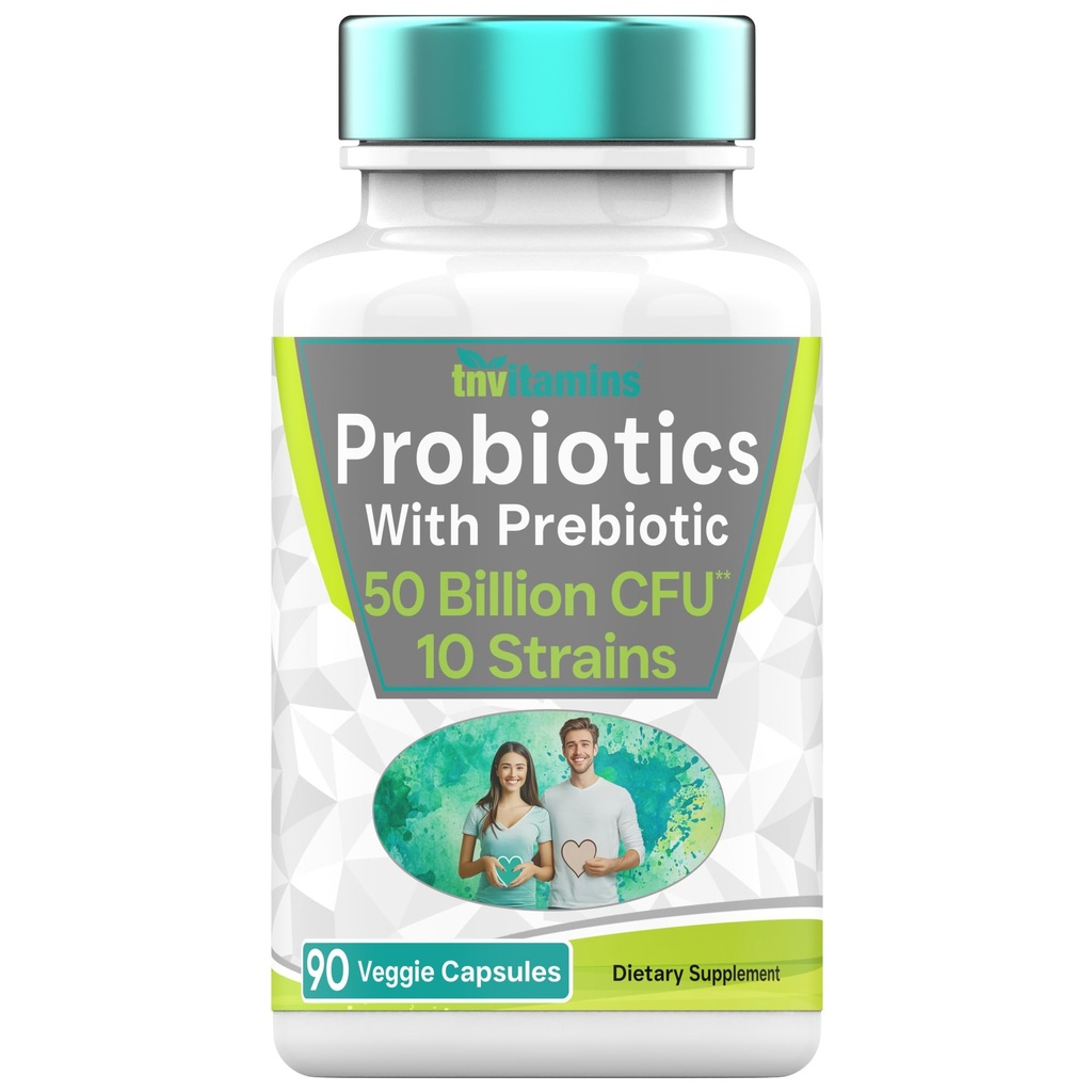 Probióticos con Prebiótico: 50 Billones CFU - 10 Strain - 90 Capsules Vegetarianos Silencio con Acidophilus Probiótico para la Salud Digestiva, Gut Health, & Immune Support* Silencio para Hombres y Mujeres
