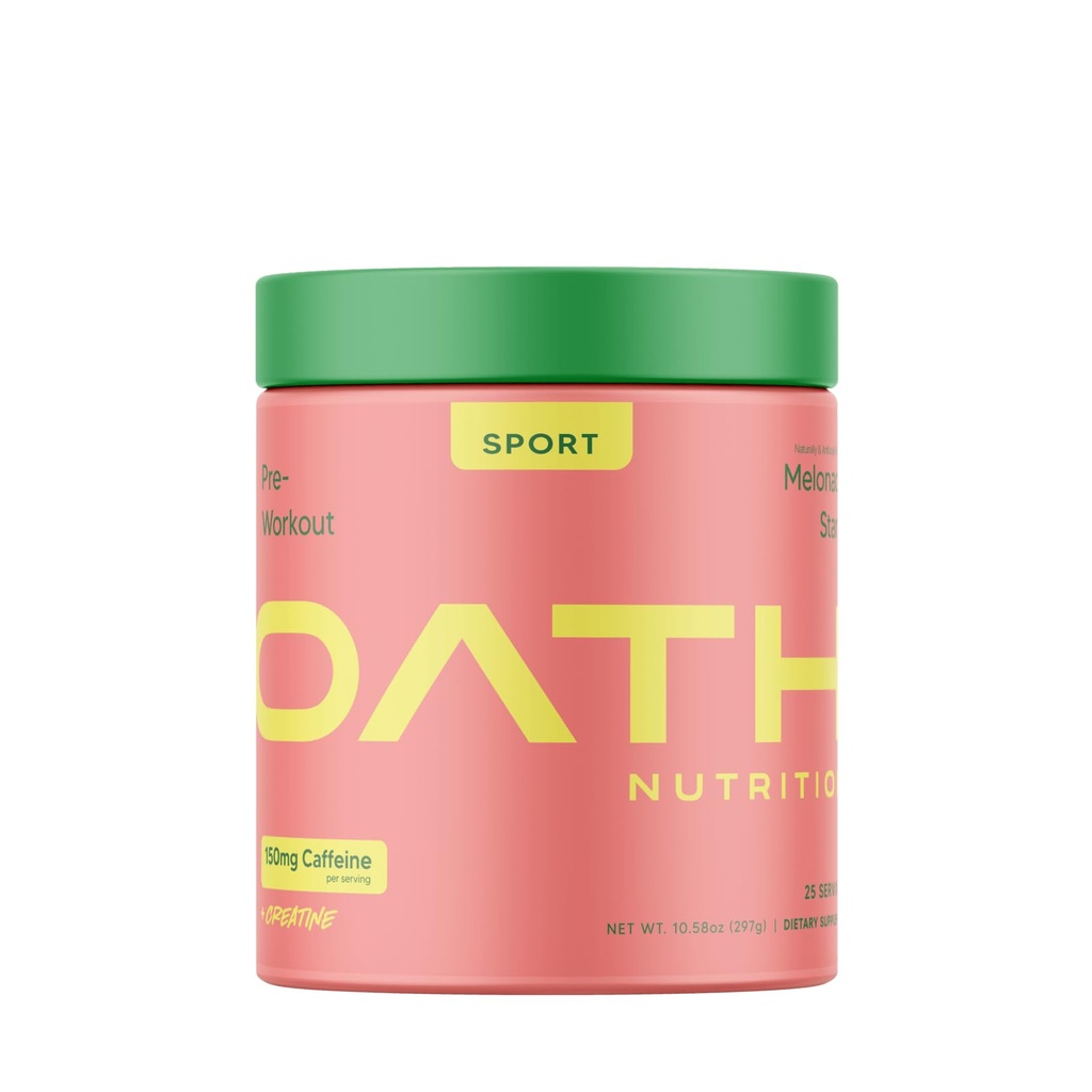 Oath Nutrition Sport Sugar Free Pre-Workout Powder, Melonade Stand, Contains Creatine Monohydrate, Caffeine y Beta Alanine, Pre Workout Powder for Women and Men, 25 Servings