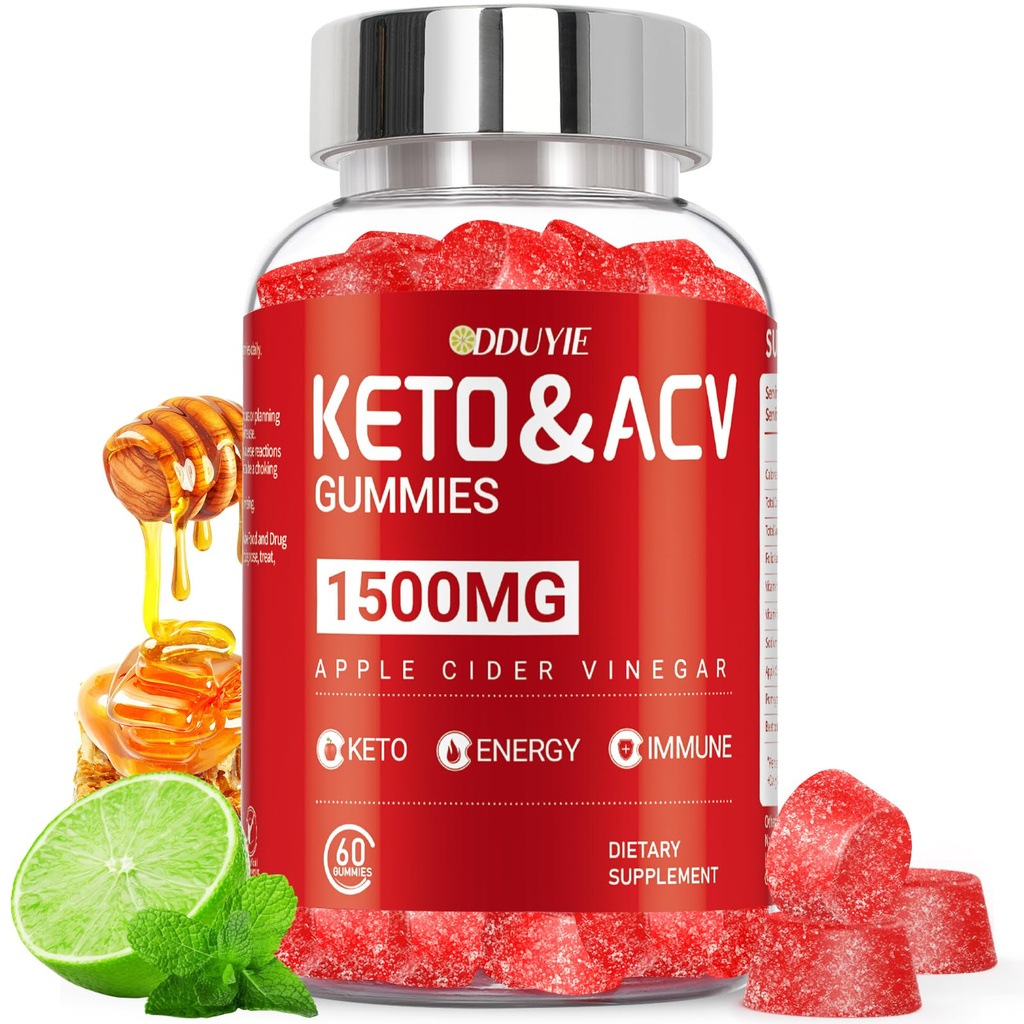 (1 Pack) Manzana Vinagre Gummies ← Keto ACV Gummies for Support Metabolism & Fat Burn with Vitamin B6 &amp; B12 ← ACV Suplemento Silencio Lemon Honey Flavor ← 60 Vegan for Women and Men