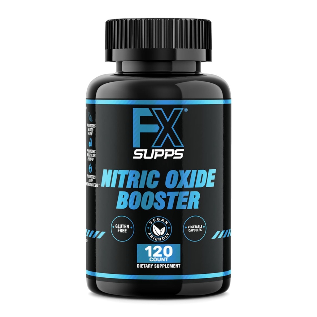 FX SUPPS Nitric Oxide Support | Pre-Workout Supplement for Men & Women – 120 Capsules – with Arginine for Endurance, Workout Performance & Circulation Support