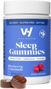 VitaHustle Natural Sleep Gummy 5 mg Melatonin, Lemon Balm, Chamomile, Relax & Sleep Aid, Low Sugar, Plant-Based, Blueberry Lemonade, 50 Conde