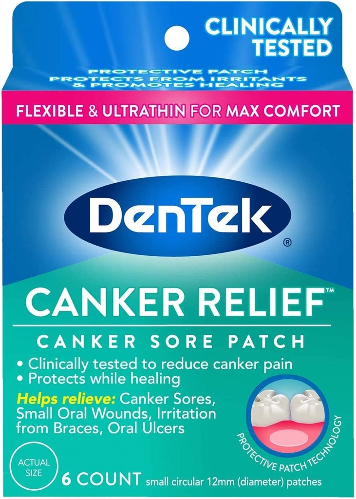 DenTek Canker Relief Canker Sore Patch Relieve Canker Pain, 6 Cuenta (Pack of 1)