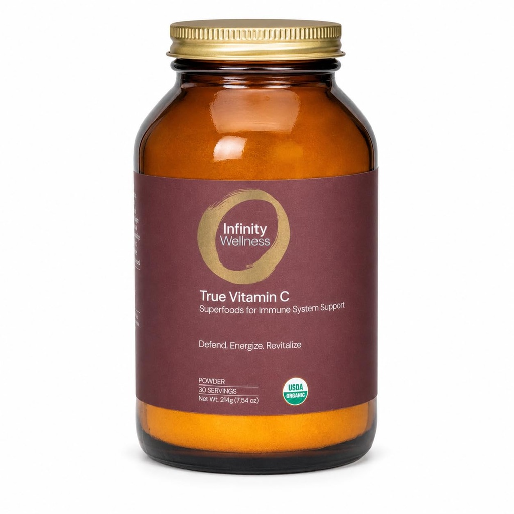 Infinity-C Organic Whole-Food Sourced Vitamin C Powder ← Acerola, Camu Camu &amp; Amla  sometida 1000mg Superfood C ← High-Potency ← Shilajit, Astragalus Root > Ginger  durable Vegan, Non-GMO (30 Servings)