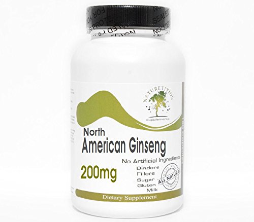 North American Ginseng 200mg ~ 200 Capsules - No Additives ~ Naturetition Suplementos