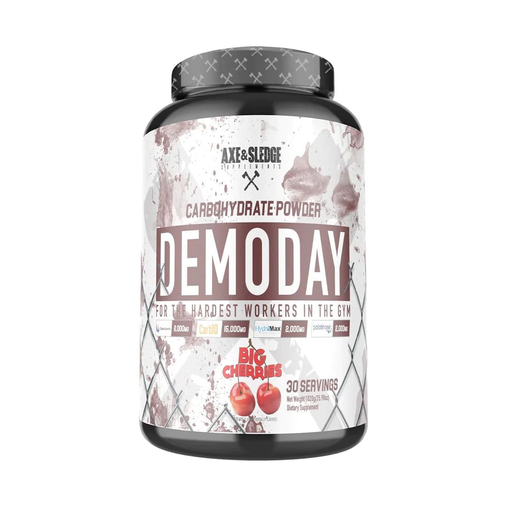 Axe & Sledge Supplements Demo Day Intra-Workout Carbohydrate Powder with Cluster Dextrin, Carb10, Hydromax, & Palatinose, Enhances Performance and Pumps, 30 Servings (Big Cherries)
