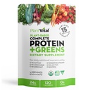 Polvo de proteína orgánica vegetal desarmado - 15 Superalimentos, verduras y probióticos - Polvo de proteína orgánica de base vegetal - Todos los BCAA, Gluten Free - 16oz -1 Pouch