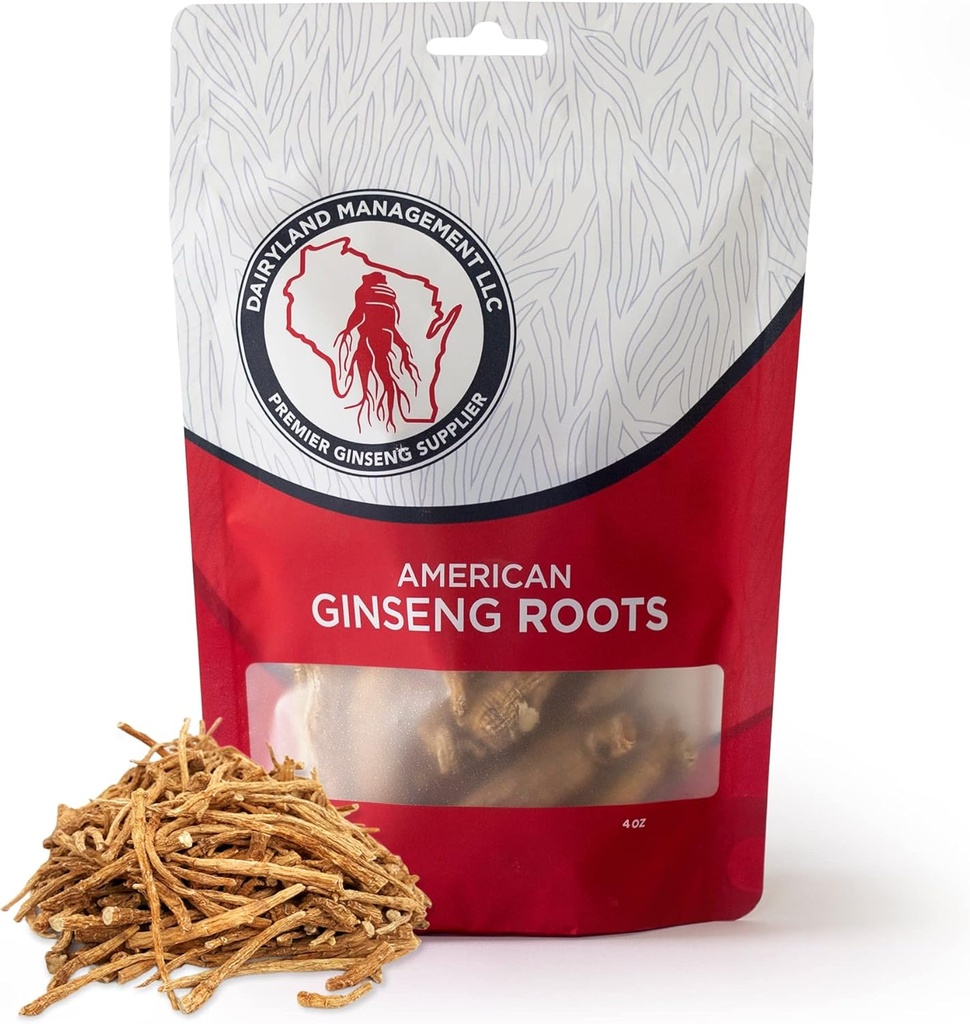Dairyland American Ginseng Roots Prongs - 4 oz Pack of Wisconsin Ginseng Root - Non-GMO, Gluten Free Whole Ginseng - Use este suplemento herbal en Soup, Té, Congee