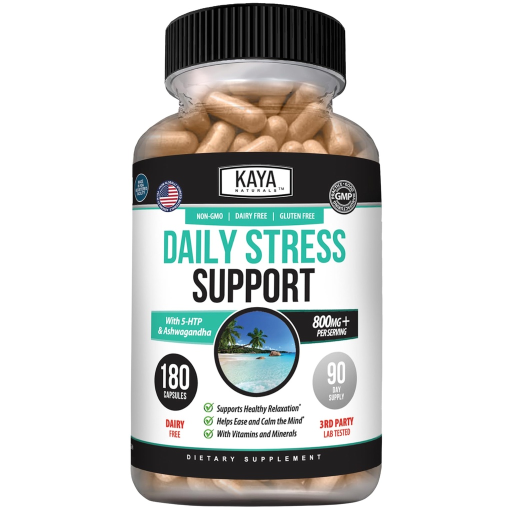 Kaya Naturals - Natural Herbal Support Suplemento de vitaminas están diseñados para ayudarle a encontrar equilibrio y relajación en su rutina diaria - Suplemento de vitamina - 180 cápsulas