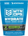 MTN OPS Hydrate Electrolytes Powder Drink Mix, 20 Single Serving On-The-Go Electrolyte Packs con más de 1000 mg de electrolitos por Serving, Lemon Lime