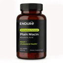 Endur Plain Niacin (Acido Nicotínico), Heart Health &amp; Healthy Cholesterol Balance Suplemento, Fórmula de liberación inmediata, Gluten Free, 500mg (100 Tablets)