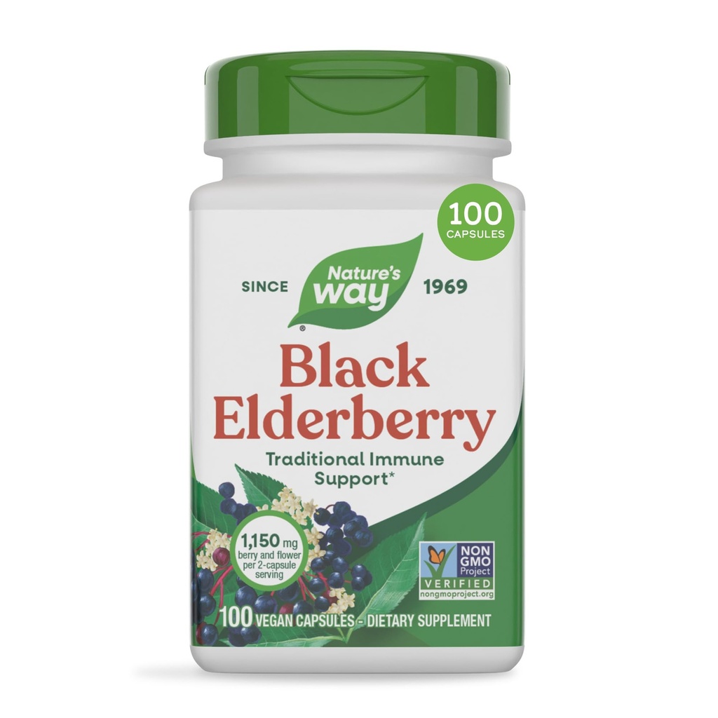 El camino de la naturaleza Capsules de arándano, soporte tradicional de arándano* Suplemento con arándano y anciano, alimentado con plantas, 100 cápsulas (paquete mayo Vary)