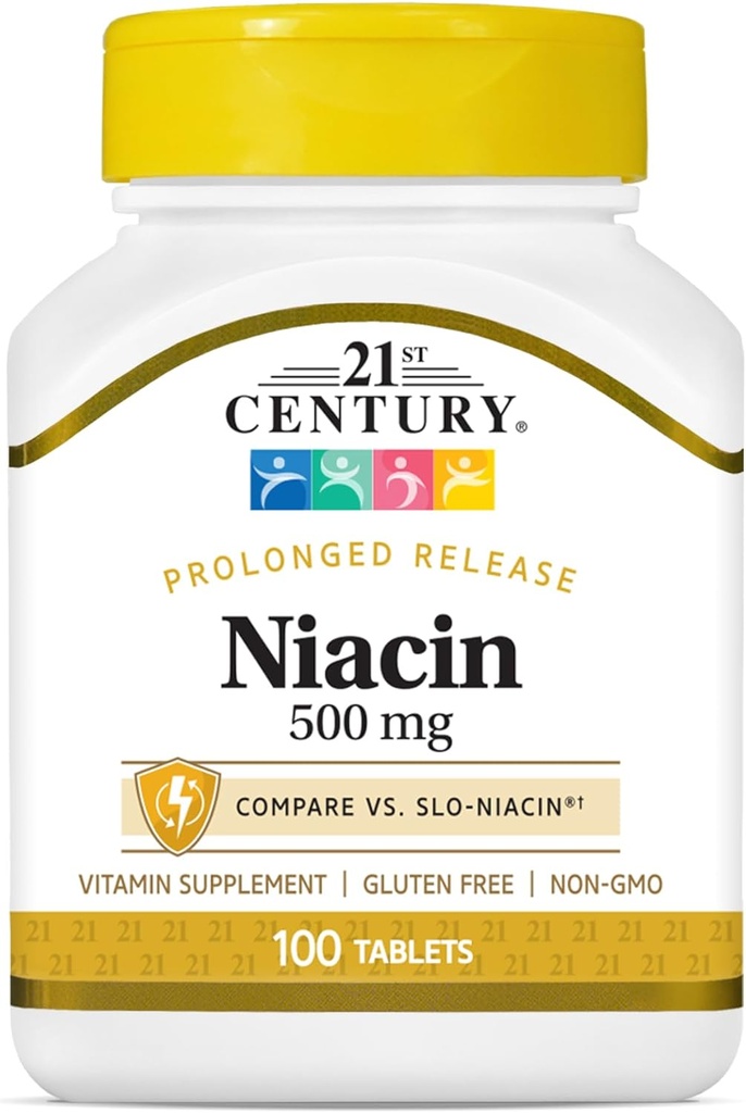 Niacina del siglo 21 500 mg Tablas de liberación prolongadas, 100 Cuenta (27474)