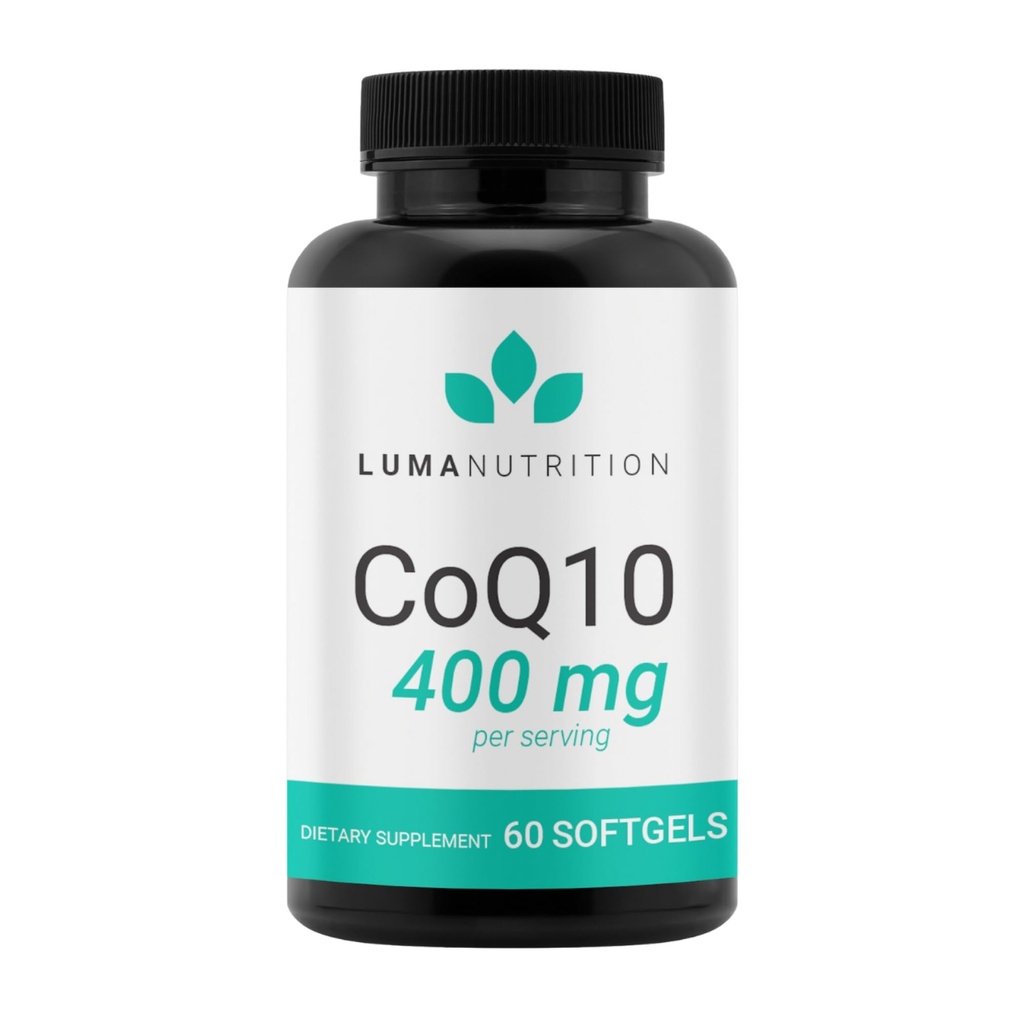 Luma Nutrition CoQ10 400mg Softgels - Coenzima de alta absorción Q10 - Co Q-10 200mg / 400mg Por Serving - Heart Health - 60 Liquid Softgels