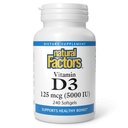 Factores naturales, vitamina D3, 5.000 UI, soporta la salud conjunta, bonificación &amp; inmune, 240 cuenta (Pack of 1)