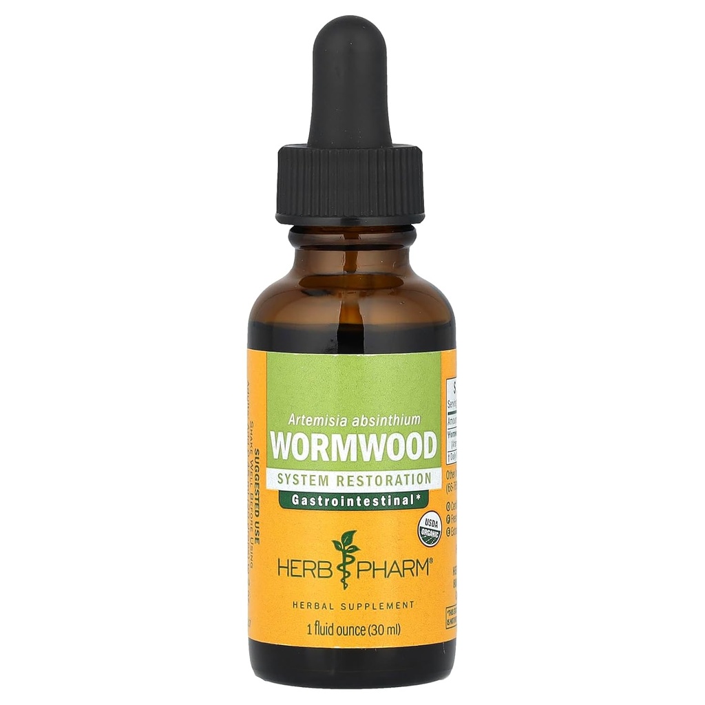 Herb Pharm Extracto de madera de gusano orgánico, 1 Fz