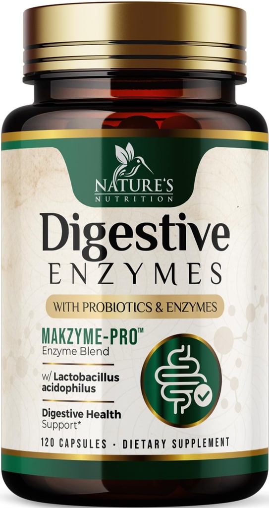 Enzymes Digestivos - Complejo Multi Enzyme Super Digestivo para Bloating & Gut Health Support with Bromelain, Papain, Probiotics & Prebiotics - Digestion Health Support for Women &amp; Men - 120 Capsules