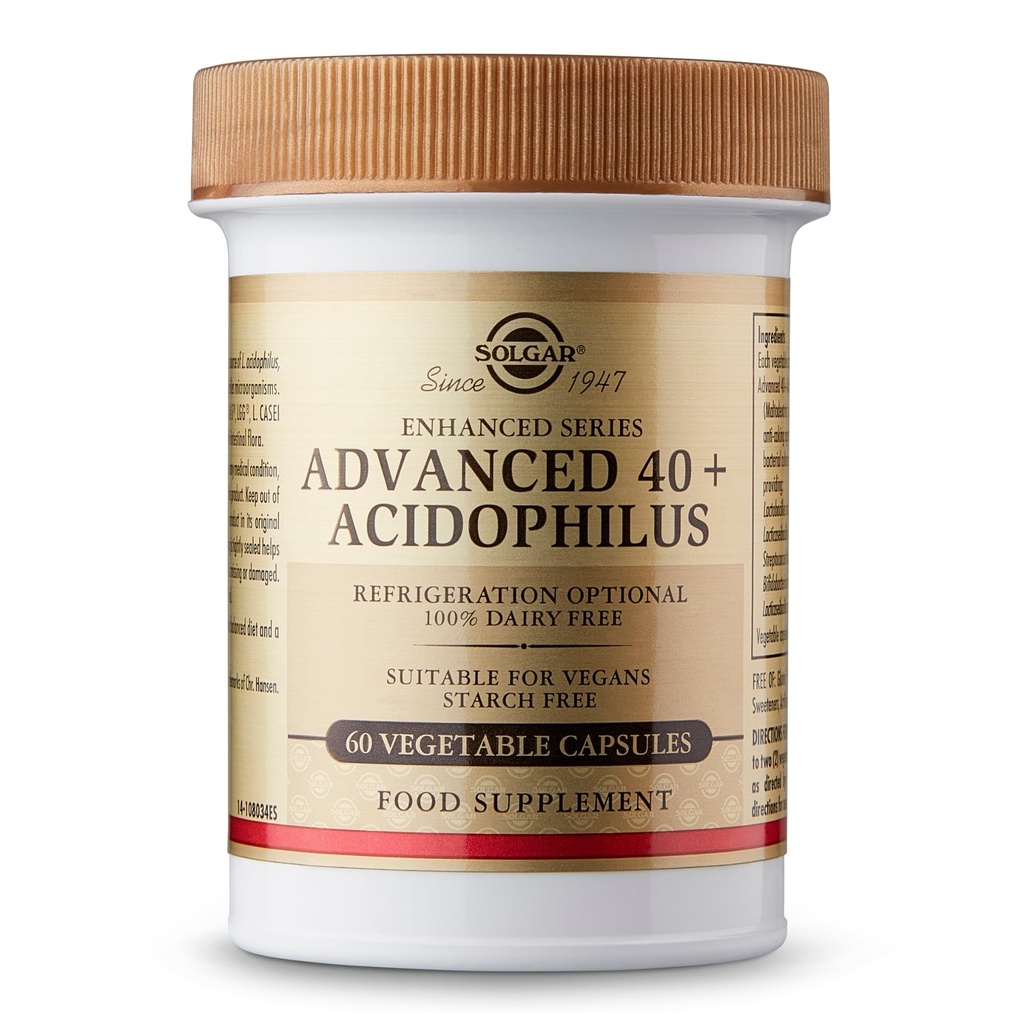 Solgar Advanced 40+ Acidophilus, 60 cápsulas vegetales