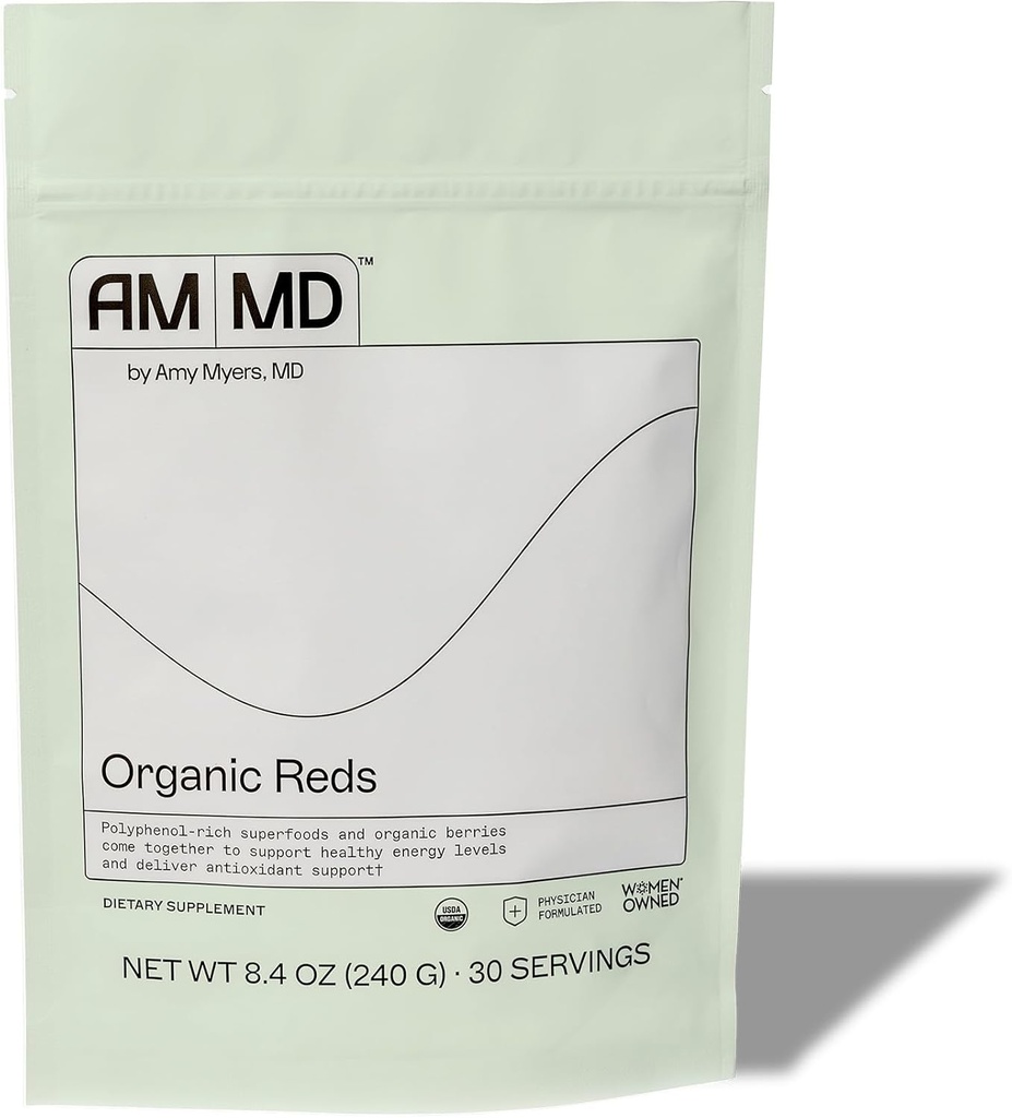 Amy Myers MD Organic Redes Superfood Powder - Soportes Cellular Energy, Circulation & Antioxidant Defense - Beet Root, Aronia, Raspberry - 30 Servimientos