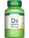 La verdad de la naturaleza Vitamina D3 5000 UI (125 mcg) TEN 300 Softgels TEN High Potency Vitamin D ← Non-GMO y Gluten Free Supplement