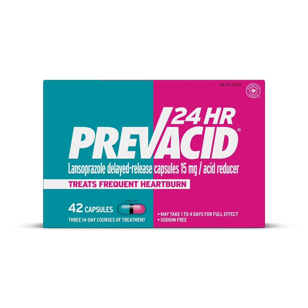 Prevacid 24HR Lansoprazole Delayed-Release Capsules, 15 mg/Acid Reducer, Proton Pump Inhibitor (PPI) for Heartburn Relief, 42 Conde