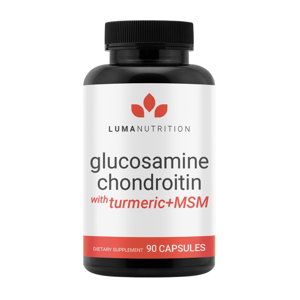 Luma Nutrition Glucosamine Chondroitin MSM - Turmeric, Boswellia - Suplemento Premium - para Hombres y Mujeres - Suplemento Conjunto - 90 cápsulas