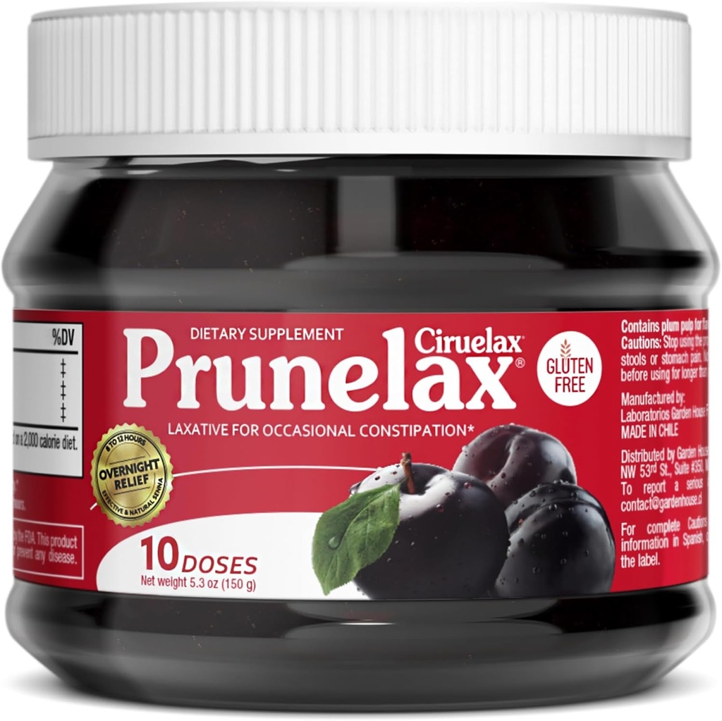 Mermelada laxante de fuerza regular de Prunelax - Laxante natural-ingrediente libre de gluten para el estreñimiento ocasional - 5.3 oz