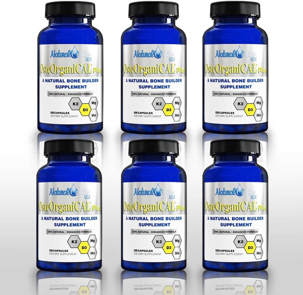 Más - Planta orgánica Fuente del suplemento de calcio con vitamina D3, k2, Magnesium Glycinate y Manganese (720 Conde) Pack de 6