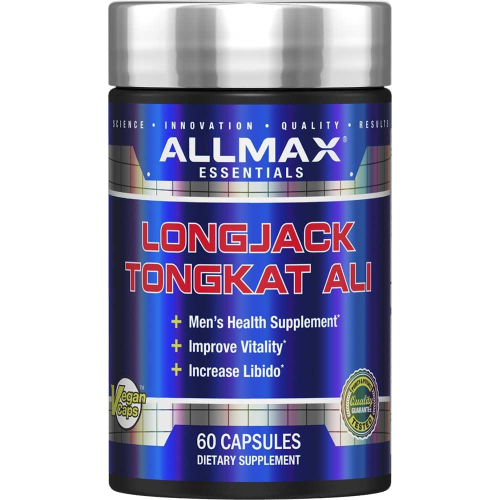 ALLMAX Essentials LongJack Tongkat Ali - 60 Capsules - Suplemento de Salud Hombre - Mejora la Vitalidad - 60 Serviciones