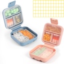 Dynippy Daily Pill Organizer 5 Compartimientos Moisture Proof Small Pill Case for Pocket Purse Travel Pill Box Medicina Portátil Vitamina Fish Oil Holder Container (Blue Pink)